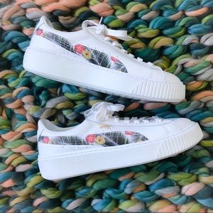 puma suede floral platform